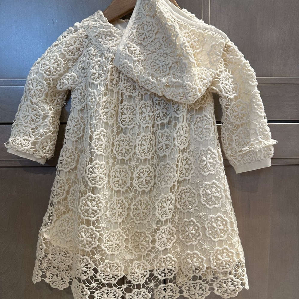 Portuguese hand crochet dress, bonnet, and bloomer (diaper cover)